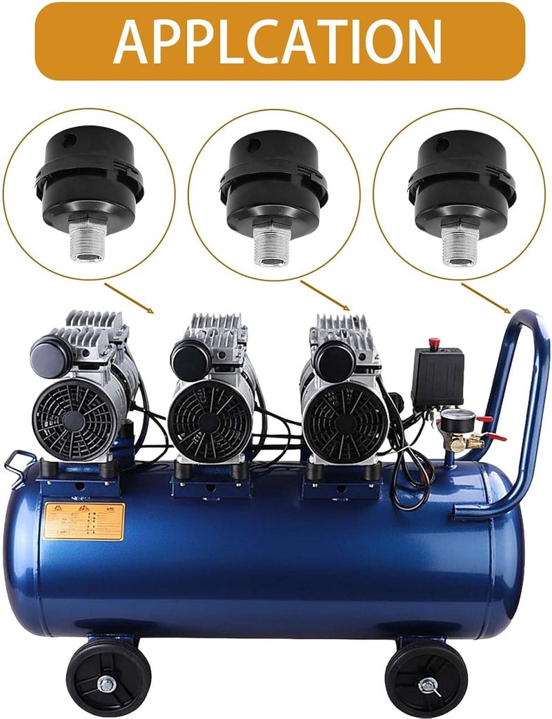 DTMTD Compressor Silencer with Replacement Elements,1/2"Thread Air Compressor Intake Filter Silencer,20mm Metal Air Compressor Filter Noise Muffler Replacement Parts (3/8") - Image 2